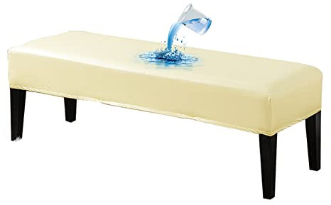 Bestenrose Wasserdicht Esszimmer Bankhussen PU Leder Bankhusse Bezüge Stretch Bezug für Esszimmer Bank Abnehmbarer Waschbarer Bankbezug für Eckbank Küche (Beige)