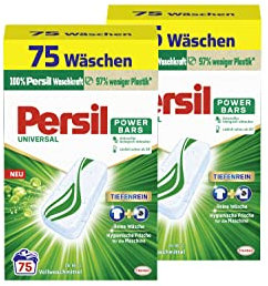 Persil Power Bars Universal Waschmittel 150 WL (2 x 75 Waschladungen), vordosiertes Vollwaschmittel mit biologisch abbaubarem Schutzfilm, für reine Wäsche & hygienische Frische für die Maschine