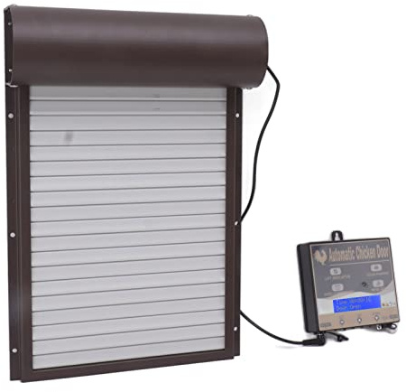 Ausla Automatischer Hühnerstall-Türöffner, 3-in-1-Hühnerstalltür, MultiHühnerklappe, Lichterkennung, Timing-Fernbedienung für Bauerngeflügel (Braun)