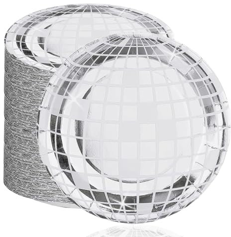 FunisFun Disco Teller 100P Einweg Discokugel Platten für 70er Jahre Disco Party Dekorationen Hochzeit Geburtstag Junggesellenabschied 7 Zoll