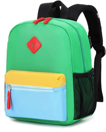 BEFUNIRISE Kleinkind Rucksack, Vorschulrucksack für Kinder Jungen und Mädchen Kindergarten Vorschule Mini Büchertasche mit Brustschnalle, Grün-blau, Small, Rucksack