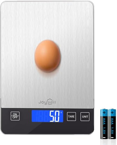 Lebensmittelwaage, 10kg/1g Digitale Küchenwaage, Lebensmittelwaage in Gramm und Unzen zum Backen und Kochen, Premium-Edelstahl mit LED-Anzeige, Batterien im Lieferumfang enthalten