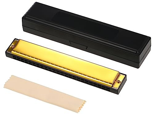 COMETX Mundharmonika Mundharmonika Professionelle Harfe Mundharmonika C Schlüssel 24 Löcher Polyphonie Diatonische Mundorgane Blues Volk Jazz Pop Musik Student Lehrer Anfänger Geschenk mit Fall