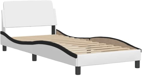 vidaXL Bettgestell Dover Weiß und Schwarz 90x200 cm Kunstleder