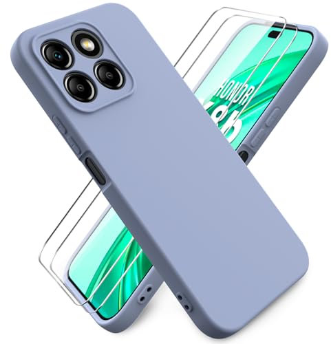 Ikziwreo Cover per Honor X8b + 2 Proteggi Schermo in Vetro Temperato,Custodia in Silicone Morbido TPU Liquido,Case Protettiva Gomma Antiurto - Grigio