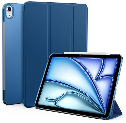 EasyAcc - Funda Compatible con iPad Air M2 11 Pulgadas/iPad Air 5 2022/iPad Air 4 10,9 2020 (Admite Carga iPencil 2 Gen), Ultradelgada Ligera Translúcida, Parte Trasera Esmerilada, Mar Azul