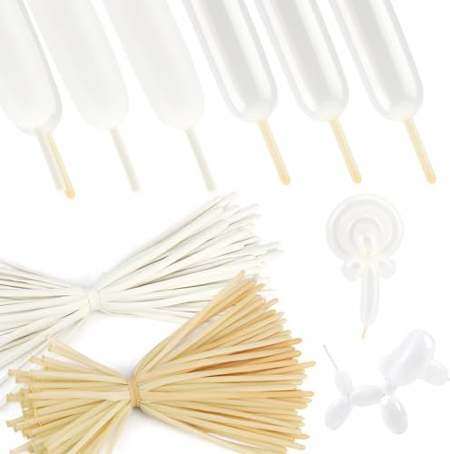 Palloncini Modellabili,Bastoncini Per Palloncini,Palloncini Lunghi Modellabili,100 Pezzi palloncini trasparenti & Palloncini Bianchi,Per Feste,Compleanni,Matrimoni Decorazione,Anniversari Decorazione