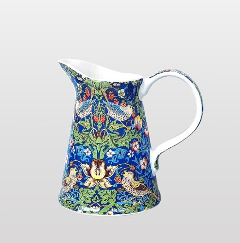 fine Bone China William Morris Blue Strawberry Thief Pitcher/jug 18 cm