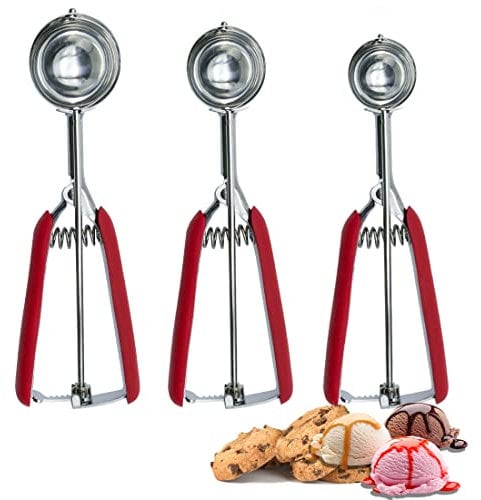 SPEENSUN Cookie Scoop of Rubber Easy Trigger Set of 3 PCS(4/5/6cm),Ice Cream Scoop,304Stainless Steel Melon Baller Scoop,Durable and Effortless for Ice Cream,Melon Baller,Mash Potato and Baking