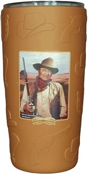 Mid-South Products John Wayne Embossed Silicone Sleeved Double Insulated Travel Mug 16 oz
