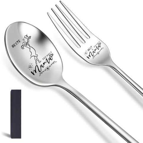Geschenke für Mama Gabel Löffel mit Gravur Geschenk, Bester Mama Löffel personalisiert Kaffeelöffel Geburtstagsgeschenk Muttertagsgeschenke Weihnachtsgeschenke Muttertag Ostern Geschenk für Mutter