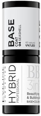 Eveline Cosmetics Hybrid Professional Nagelaufbau-Basis - Seashell 04 | Stärkender Gummi-Basislack für beschädigte Nägel mit Harz | Langanhaltender Gelpolitur-Verlängerer in 5 Nuancen