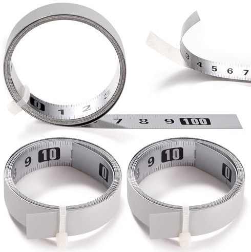 YIXISI 3 PCS 1m Self Adhesive Tape Measure, Self-Adhesive Metric Tape Measure From, Left to Right Measure Tape, Self Adhesive Measuring Tape, for T-Track Woodworking, Silver