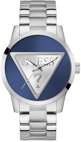 Guess Badge Damen Armbanduhr in der Farbe Silber mit Armband aus Edelstahl, Wasserdichtigkeit: 5 bar, Gehäusedurchmesser: 44 mm, GW0782G3
