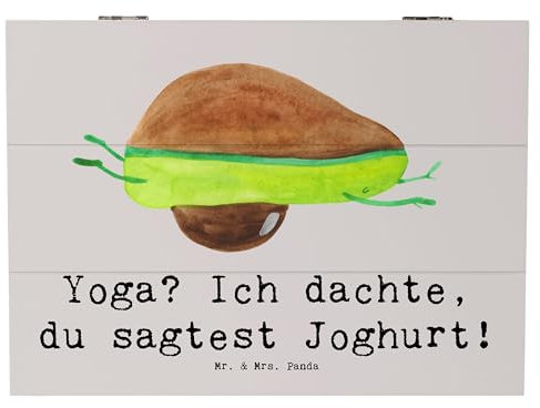 Mr. & Mrs. Panda 25 x 18 cm Holzkiste Yoga Humor - Geschenk, lustiger Spruch, Lachen, Unterstützung, Radfahren, Schatzkiste, Glücksmomente, Ashtanga,