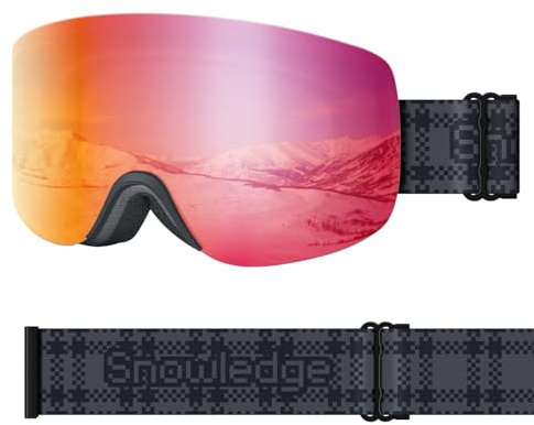 Snowledge Schneebrille für Damen und Jugendliche, zylindrische Skibrille, Anti-Beschlag/UV400-Schutz, ideal für Damen, Teenager, kleine Gesichter, Snowboardbrille