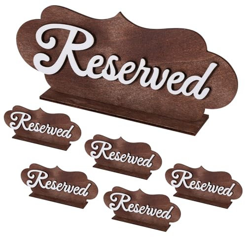 6pz Cartelli Tavolo Riservato per Festa di Matrimonio, Bifacciali Cartelli in Legno Riservati con Base Tavoli Sedie Cartelli Posti Sedere Riservati Ristorante per Decorazioni Cerimonie Nuziali