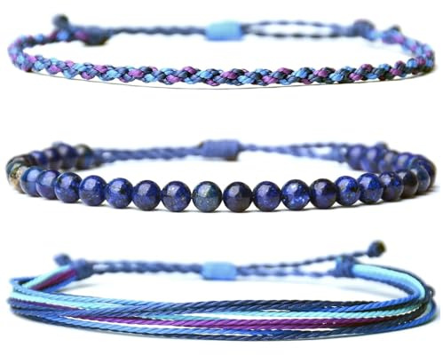 XSDSLS 3 Pièces Bracelet Bracelet Homme Bracelet Œil de Tigre Perles Naturelle Bracelet Perles Naturelle Bracelets en Tressée Corde Superposition Fait main Femmes Hommes