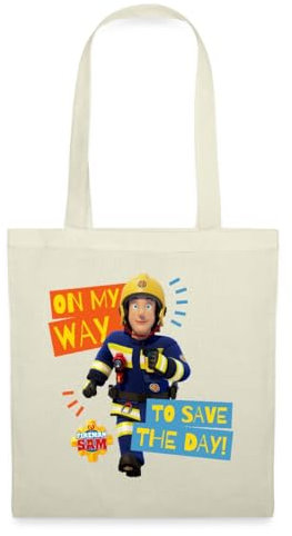 Spreadshirt Feuerwehrmann Sam™ On My Way To Save The Day Stoffbeutel, One size, Natur