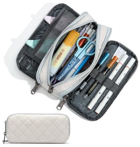Della Gao Federmäppchen Mädchen Federmäppchen Großes ästhetisches Federmäppchen für Männer und Frauen (Wj001-3 Beige)