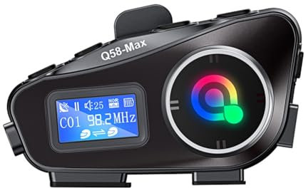 Eighosee Q58-Max Motorcycle Helmet Intercom Bluetooth Headset MP3 Music Sharing 2 People 500M Intercom(Hard Wire)
