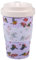 ECO CHIC Recycled Travel Coffee Cup 400ml Microwave Dishwasher Safe Plastic Travel Mug (Blue Tits Lilac)
