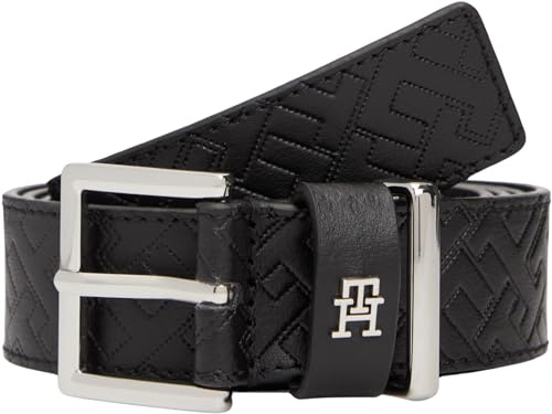 Tommy Hilfiger Damen Gürtel Square 3,0 cm aus Leder, Schwarz (Black), 80 cm