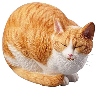 AMITD JXK Resin Sleeping Ginger Cat Statue - Orange Figurine for Desktops, Durable Polyresin with Intricate Details, Gift for Cat Lovers