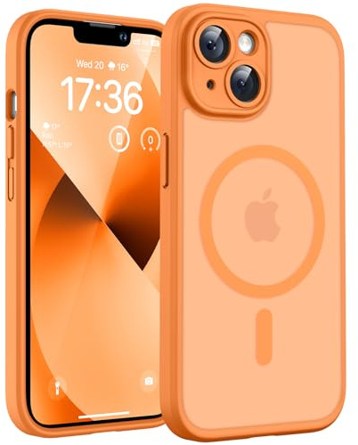 TOCOL für iPhone 13 Hülle für MagSafe, Vollständiger Kameraschutz, Eingebauter Magnetring, Stoßfest Kratzfest Transluzente Matt Handyhülle für iPhone 13 Case 6,1 Zoll, Orange