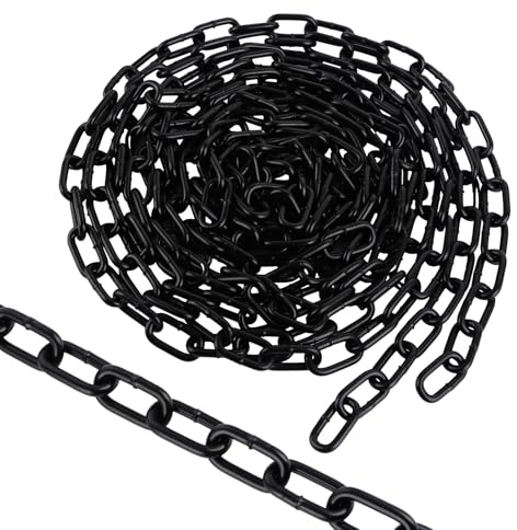 VIDETOL 8 Meter Stahlkette Meterware, Ø 5mm metallkette, Eisenkette Silber, Kette Schwarz für Ankerkette Wäschekette Schwenkkette