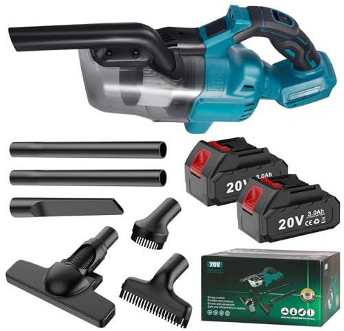 blayram Akku Handstaubsauger Kompatibel mit Makita 18V Batterie, 16000Pa 4-in-1 Akku Staubsauger mit 2X 3000mAh, 4 Bürstenkopf für Teppich, Hartboden, Möbel, Auto