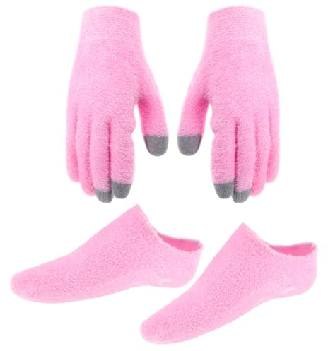 Homoyoyo Touchscreen -Handschuhfußmaske Feuchtigkeitsspendend Handschuhe geknackt Behandlung über Nacht Feuchtigkeitssocken für die Fußpflege Feuchtigkeitssocken aus Baumwolle Stoff Rosa