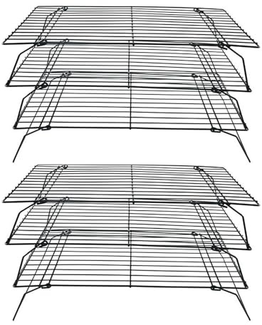 HEIYUET 2 st 3-vånings kylgaller Svart, Stapelbara kylgaller, Kylgaller mot klibbning Rektangulärt, Baktillbehör för kakor, kex, grillning, 40x25cm