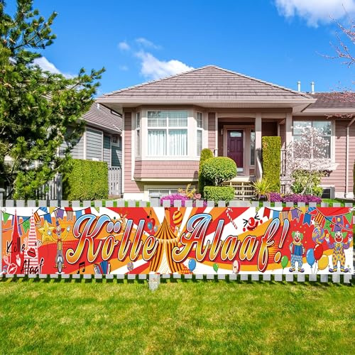 Kölner Karneval 2026 Dekoration - Rot Weiß Kölle Alaaf Banner(37×274 cm), Fasching Hintergrund Deko für Köln Party Karneval Partydeko