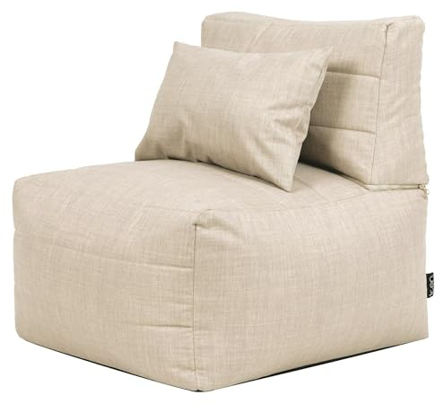 Icon Noa Sitzsack Sessel mit Füllung, Modular Sofa, Beige | In Deutschland Hergestellt, Boneless Sofa, Langlebiger Webstoff für Drinnen und Draußen, Outdoor Sessel Garten und Terrasse