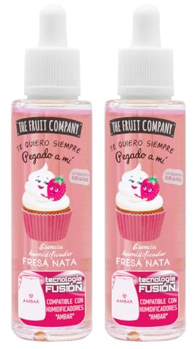 The Fruit Company Esencia para Humidificador 50 ml – Aromas Fresa Nata, Melón, Moras o Coco – Esencia Hidrosoluble Aromaterapia – Aroma Intenso para Difusor (Fresa Nata)