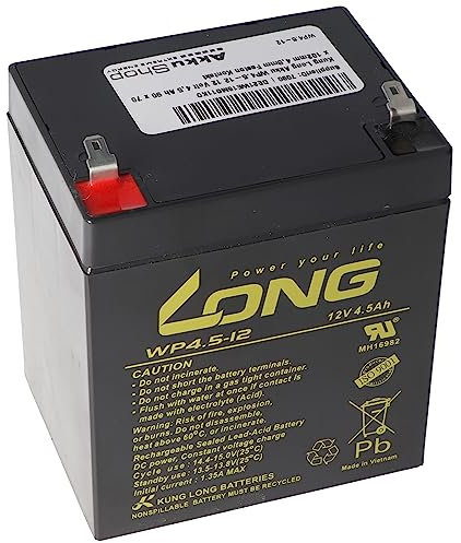 AkkuShop Set-Artikel Kung Batterie longue WP4.5-12 12 V 4,5 Ah 90 x 70 x 102 mm 4,8 mm contact Faston