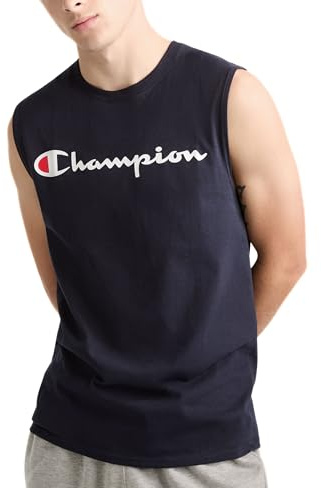 Champion Men's Graphic Jersey Muscle Shirt, Navy, XL