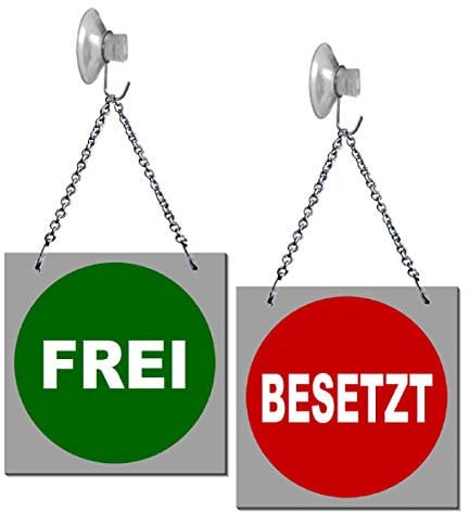 Frei-Besetzt-Wendeschild-150 x 150 x 2 mm-Hängeschild-Schild-Aluminium-Mit Kettchen + Saughaken-Nr.139-12