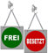 Frei-Besetzt-Wendeschild-150 x 150 x 2 mm-Hängeschild-Schild-Aluminium-Mit Kettchen + Saughaken-Nr.139-12