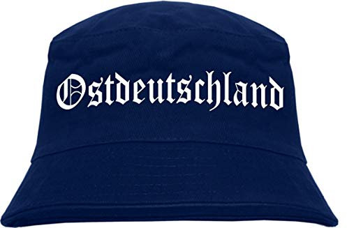 HB-Druck Ostdeutschland Fischerhut - Altdeutsch - Bedruckt - Bucket Hat Anglerhut Hut L/XL Dunkelblau