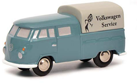 Schuco 450557400 - Piccolo VW T1 DoKa VW Servie, Doppelkabine Pr./Pl., Modellauto, blau
