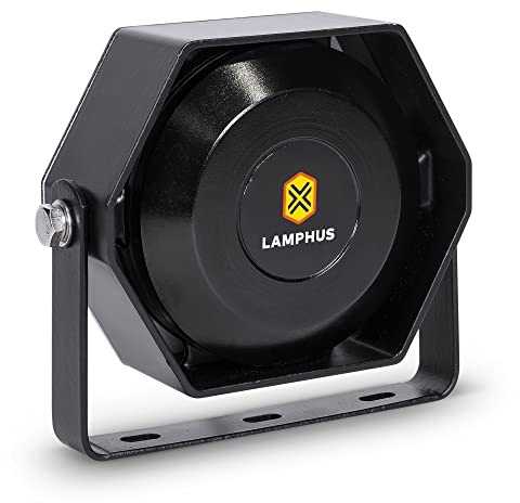 LAMPHUS SoundAlert 100 W Compact Slim Speaker [118-124 dB] [IP66 Waterproof] [Universally Compatible] Air Horn Speaker for Emergency Police Fire Vehicles