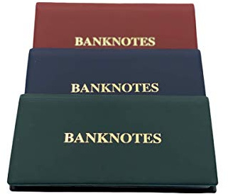 Schulz Classic Design Währungsgesticktes Lederalbum für Papiergeld und Banknoten mit 20 Einzelseiten, grün