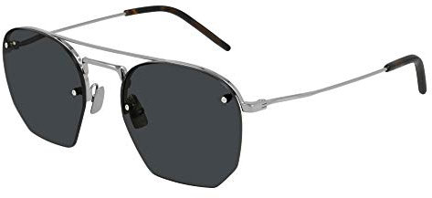 Yves Saint Laurent Herren Sl 422 Sonnenbrille, Silber/Silber/Grau, 52