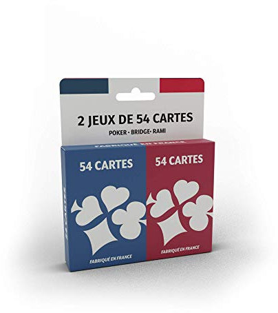 Ducale - Jeu de 2 x 54 Cartes - Jeu de Rami, Bridge et Poker, Rouge, Blanc, Bleu