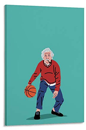 LOPOA Albert Einstein Playing Basketball Poster dekorative Malerei Leinwand Wandkunst Wohnzimmer Poster Schlafzimmer Malerei 12x18inch(30x45cm)