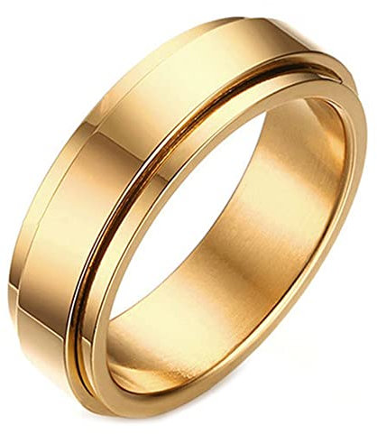 AMDXD Ringe, Polieren Ring Herren aus Edelstahl, Geschenkidee für Männer, Gold, Gr.57 (18.1)