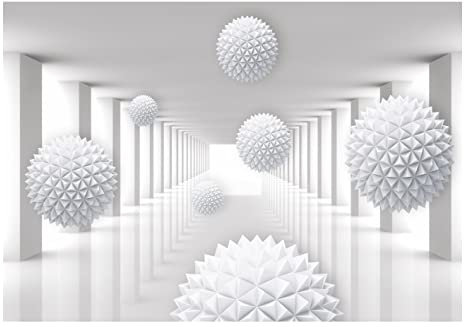 WallArena - Vlies Fototapete Tunnel Moderne Kugeln Illusion 368x254 cm - Fototapeten - Tapeten - für Wohnzimmer Schlafzimmer - Vliestapete Wandtapete Tapete 3D Effekt- inkl. Kleister