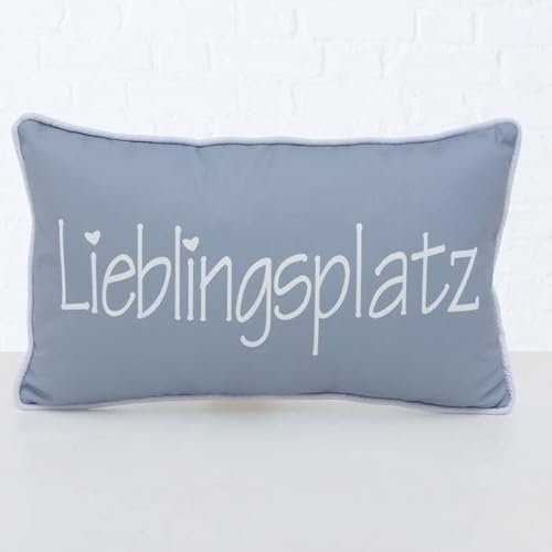 Seaside No.64 - Kissen Lieblingsplatz 50x30cm incl. Inlet - Farbe Sofakissen Sitzkissen rechteckig - Geschenkartikel (grau blau)